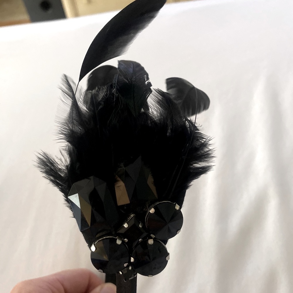 Black feather headband